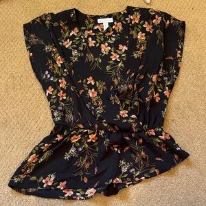 Leith Black Floral Blouse